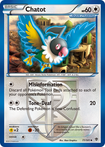 Chatot (77/101) [Black & White: Plasma Blast] Pokémon