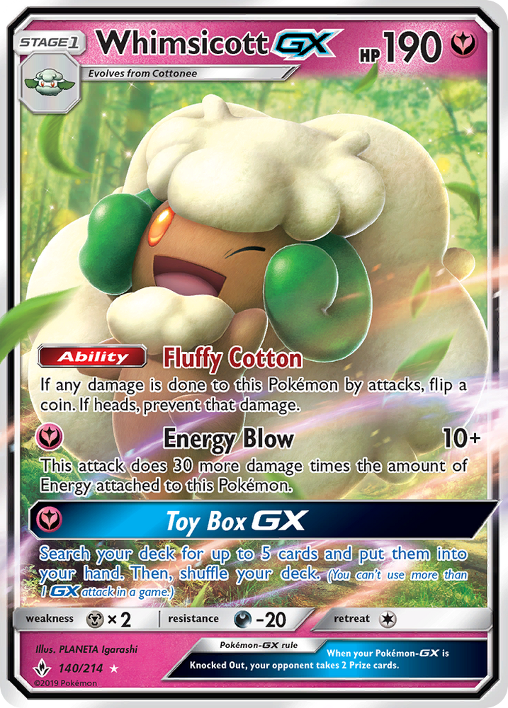 Whimsicott GX (140/214) [Sun & Moon: Unbroken Bonds] Pokémon