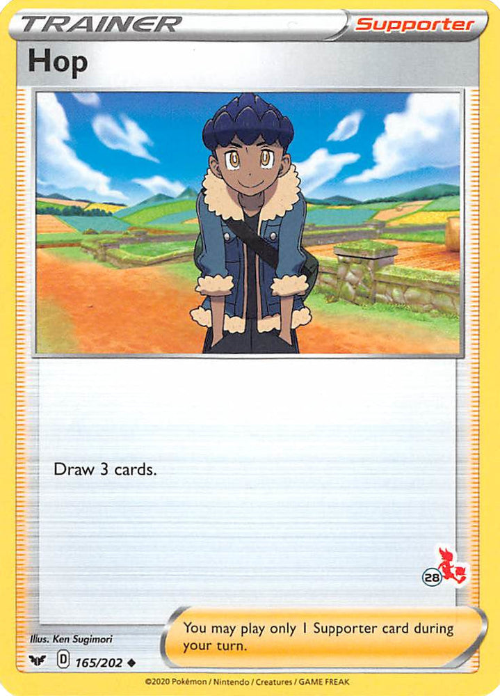 Hop (165/202) (Cinderace Stamp #28) [Battle Academy 2022] Pokémon