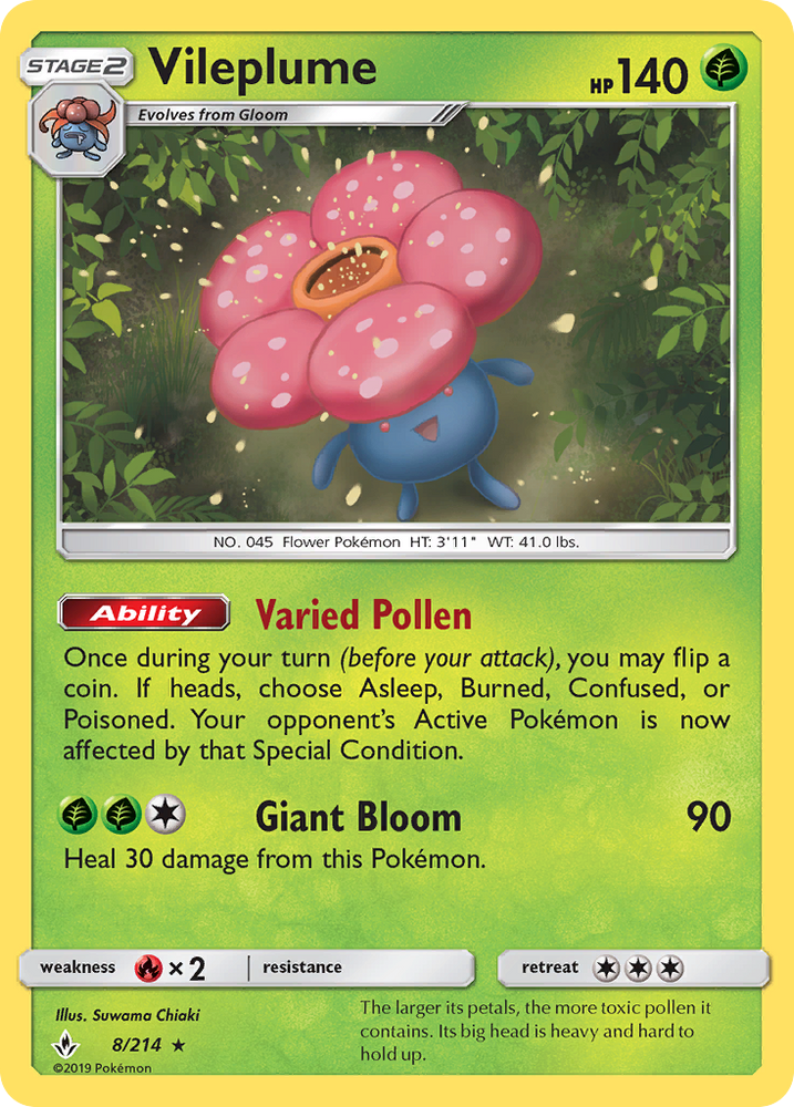Vileplume (8/214) [Sun & Moon: Unbroken Bonds] Pokémon