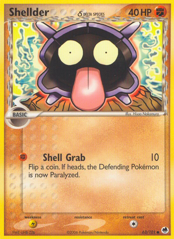 Shellder (63/101) (Delta Species) [EX: Dragon Frontiers] Pokémon