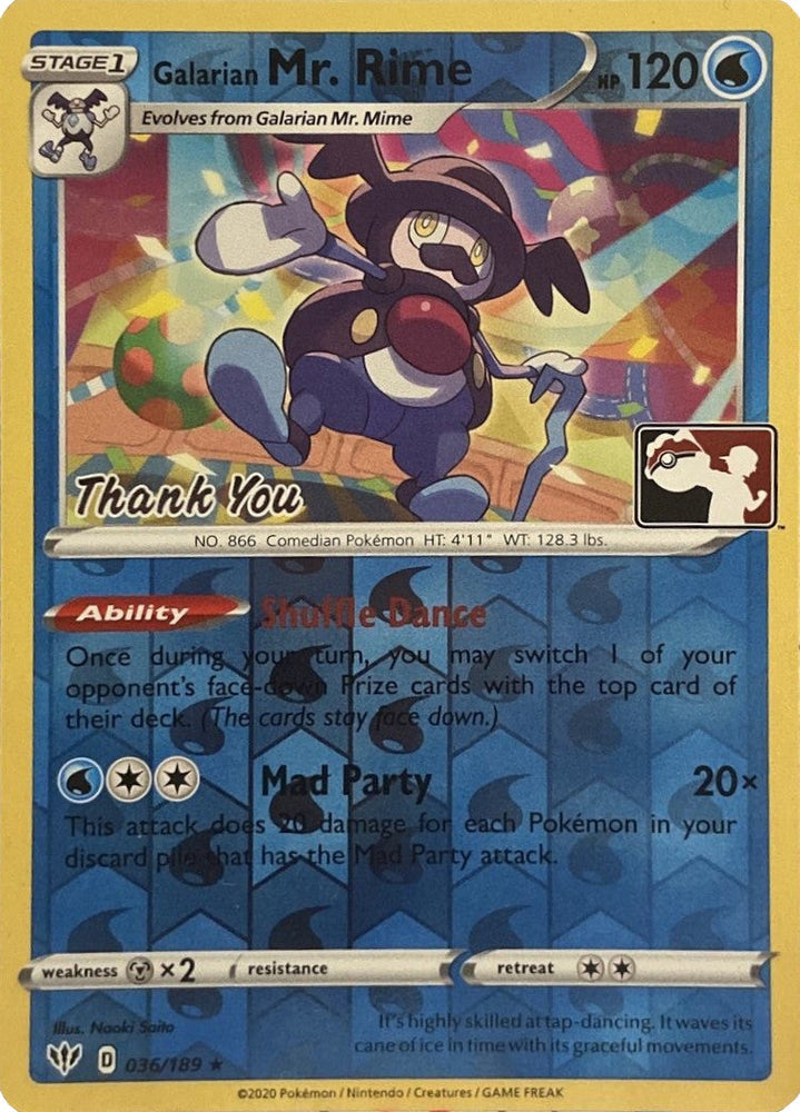 Galarian Mr. Rime (036/189) (Thank You Promo) [Sword & Shield: Darkness Ablaze] Pokémon