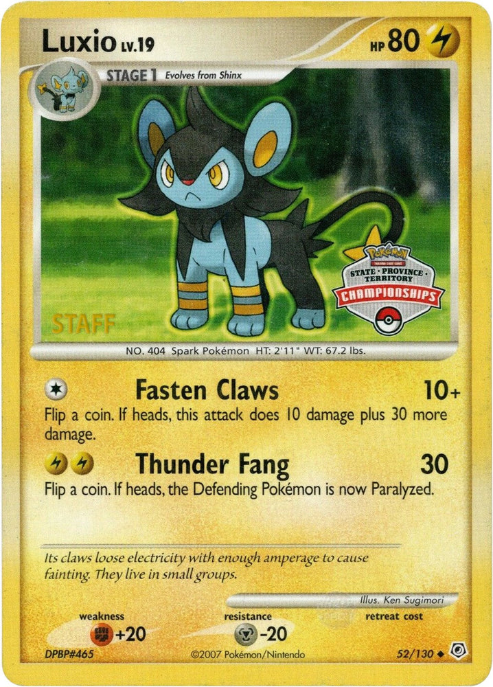 Luxio (52/130) (State Championship Staff Promo) [Diamond & Pearl: Base Set] Pokémon
