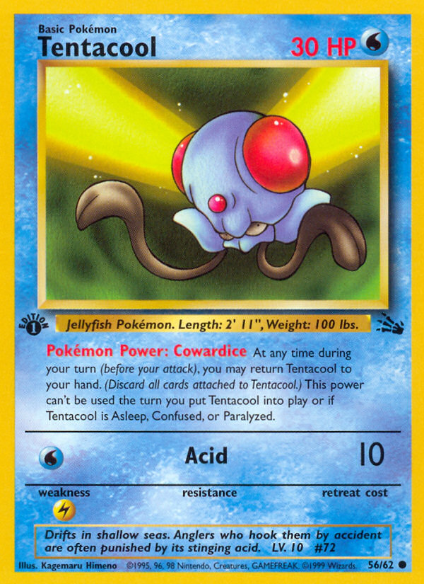 Tentacool (56/62) [Fossil 1st Edition] Pokémon