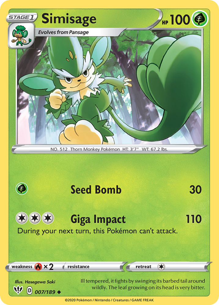 Simisage (007/189) [Sword & Shield: Darkness Ablaze] Pokémon