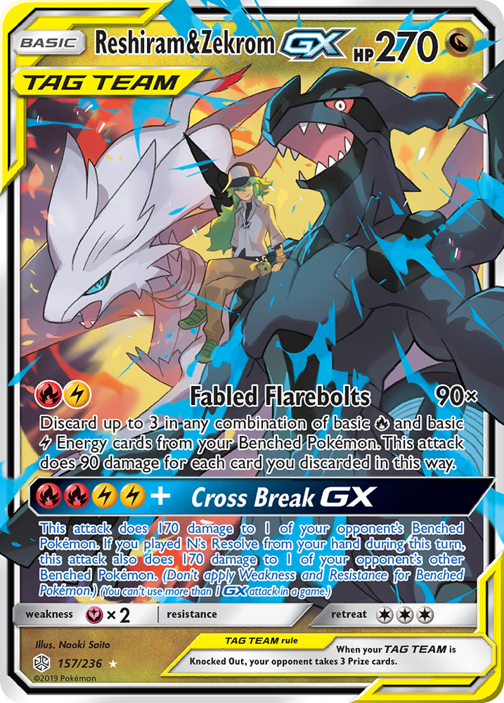 Reshiram & Zekrom GX (157/236) [Sun & Moon: Cosmic Eclipse] Pokémon