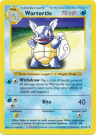 Wartortle (42/102) [Base Set Shadowless Unlimited] Pokémon