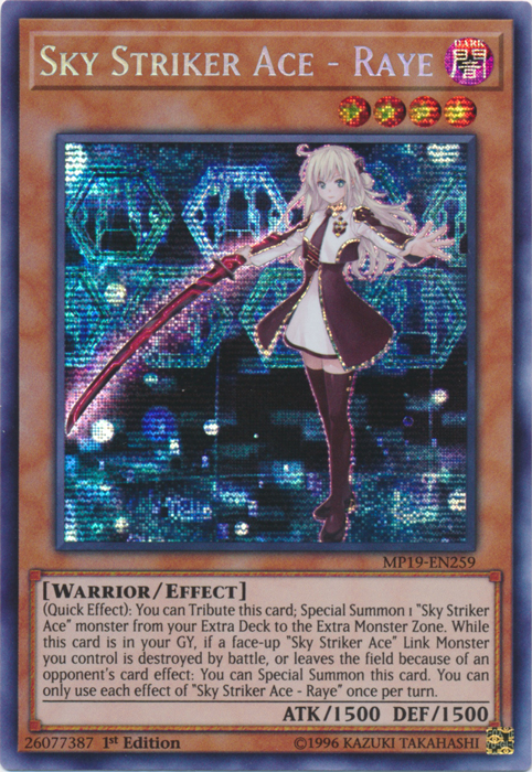 Sky Striker Ace - Raye [MP19-EN259] Prismatic Secret Rare Yu-Gi-Oh!