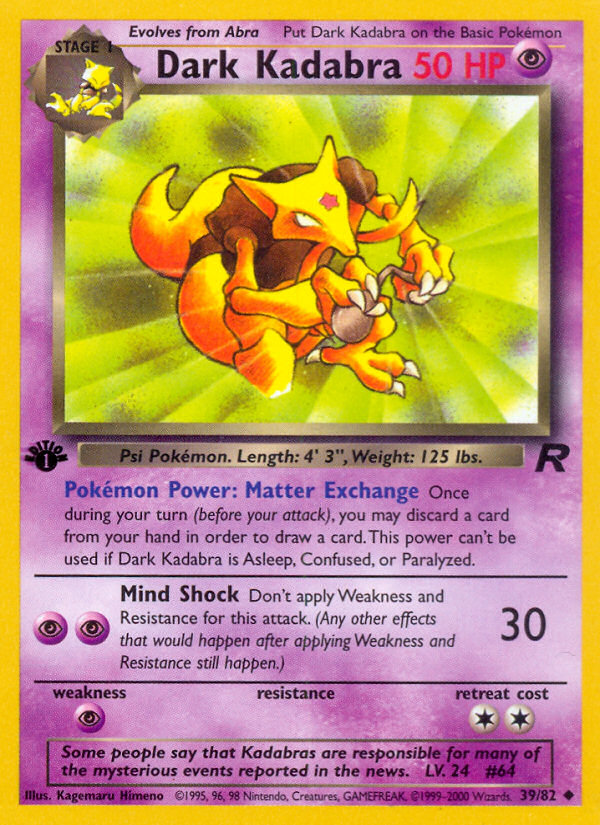 Dark Kadabra (39/82) [Team Rocket 1st Edition] Pokémon