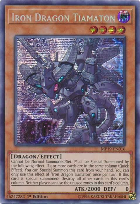 Iron Dragon Tiamaton [MP19-EN016] Prismatic Secret Rare Yu-Gi-Oh!