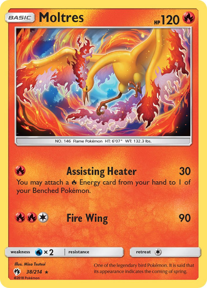 Moltres (38/214) (Let's Play, Eevee) Cracked Ice Holo) (Theme Deck Exclusive) [Sun & Moon: Lost Thunder] Pokémon
