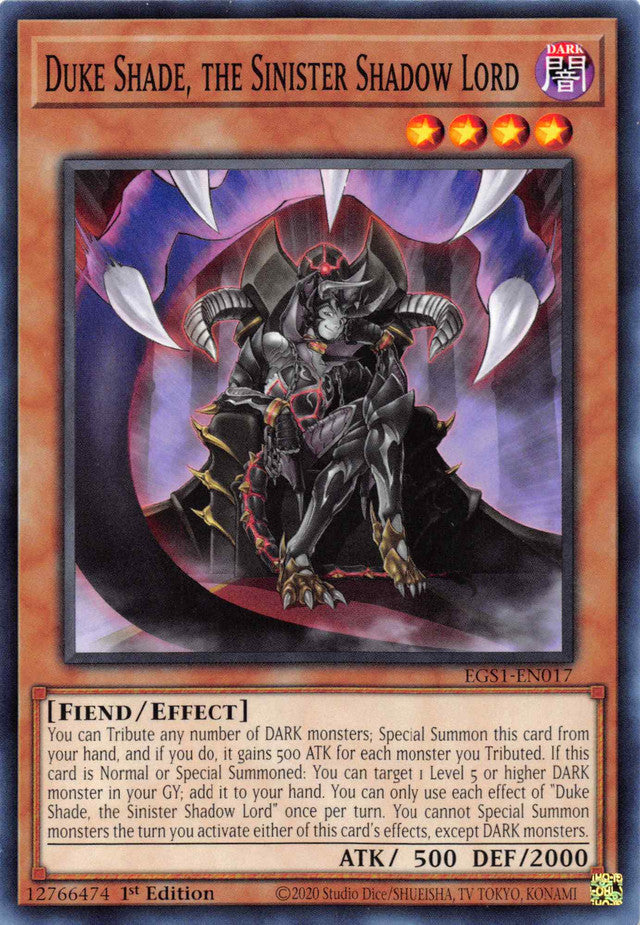 Duke Shade, the Sinister Shadow Lord [EGS1-EN017] Common Yu-Gi-Oh!