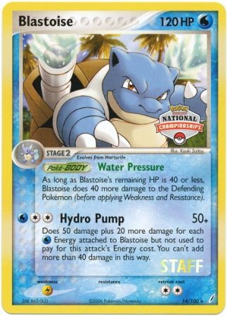 Blastoise (14/100) (National Championship Promo Staff) [EX: Crystal Guardians] Pokémon