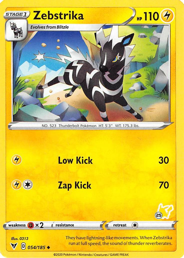 Zebstrika (054/185) (Pikachu Stamp #25) [Battle Academy 2022] Pokémon