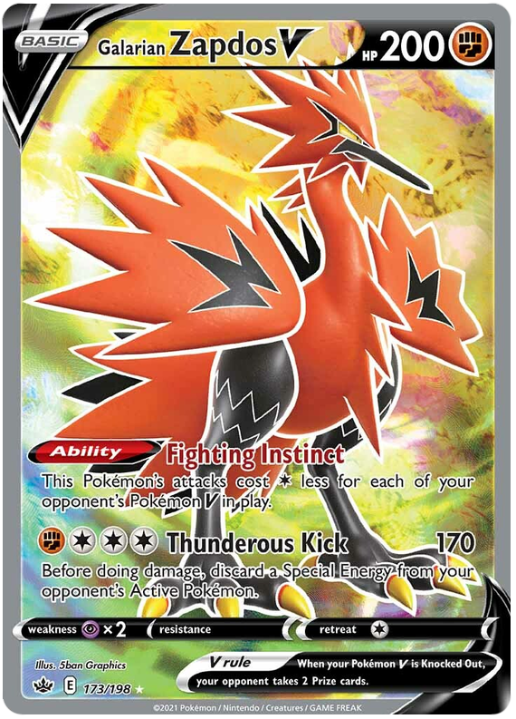 Galarian Zapdos V (173/198) [Sword & Shield: Chilling Reign] Pokémon