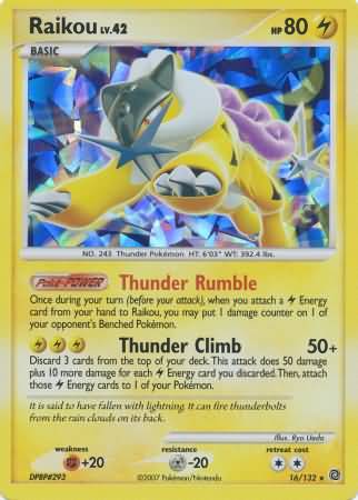 Raikou (16/132) (Cracked Ice Holo) [Diamond & Pearl: Secret Wonders] Pokémon