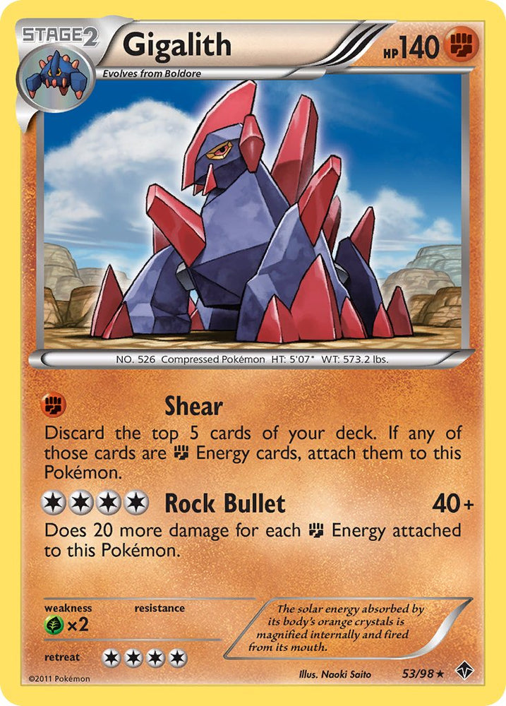 Gigalith (53/98) (Cracked Ice Holo) (Blister Exclusive) [Black & White: Emerging Powers] Pokémon