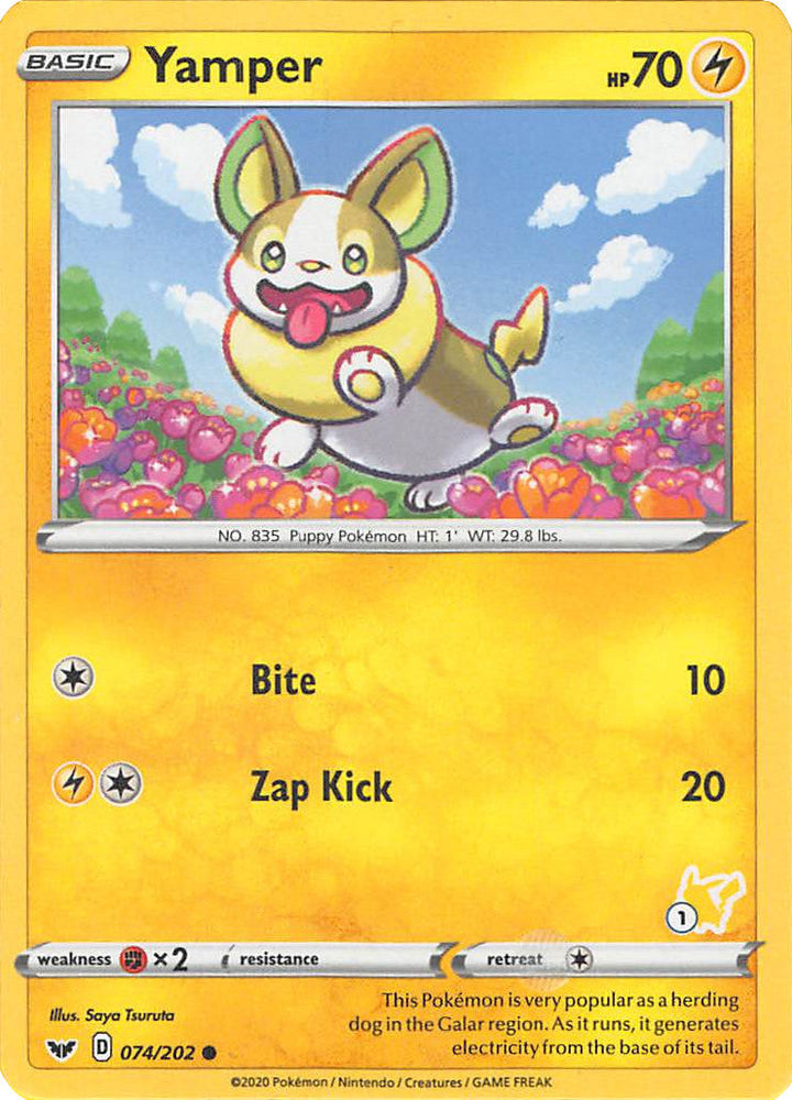 Yamper (074/202) (Pikachu Stamp #1) [Battle Academy 2022] Pokémon