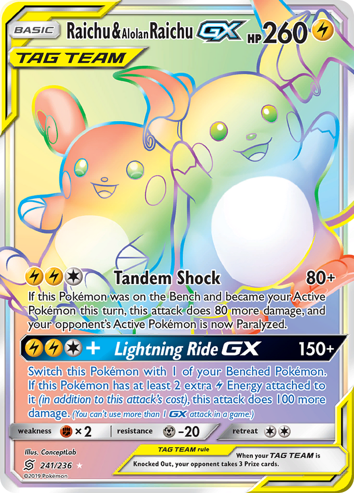 Raichu & Alolan Raichu GX (241/236) [Sun & Moon: Unified Minds] Pokémon