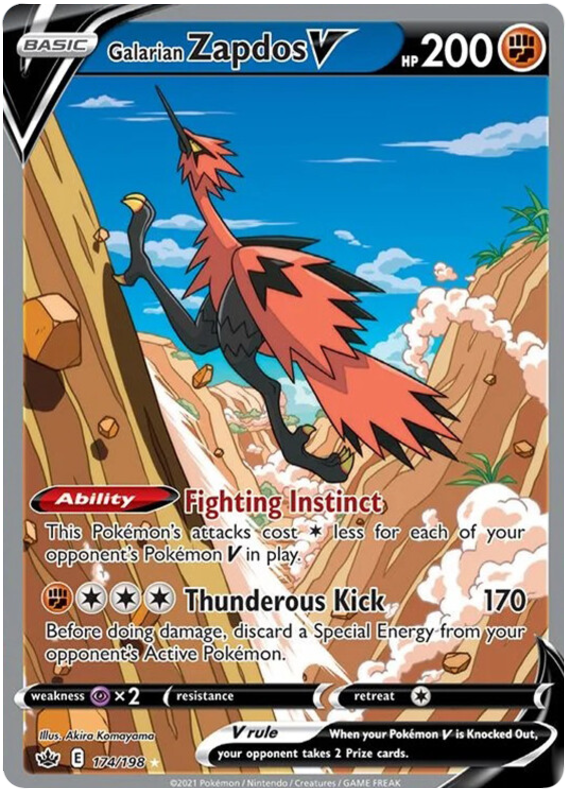 Galarian Zapdos V (174/198) [Sword & Shield: Chilling Reign] Pokémon