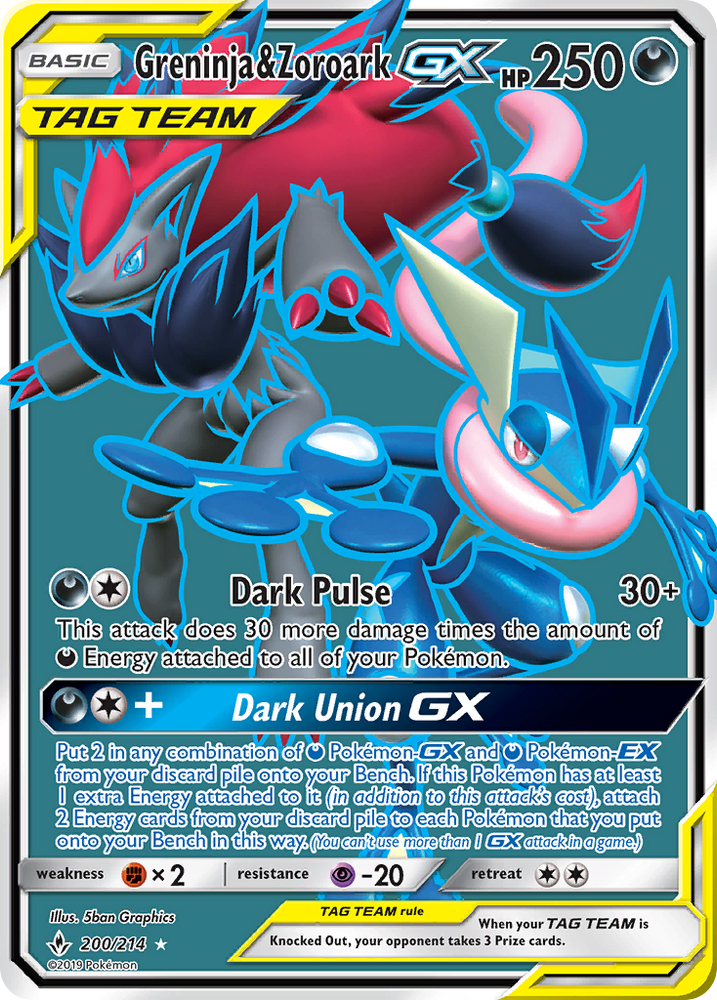Greninja & Zoroark GX (200/214) [Sun & Moon: Unbroken Bonds] Pokémon