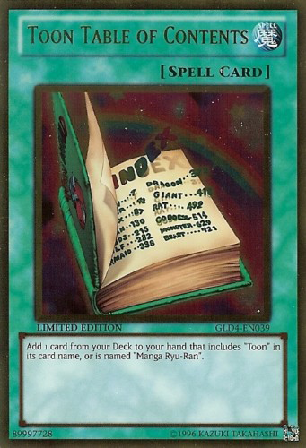 Toon Table of Contents [GLD4-EN039] Gold Rare Yu-Gi-Oh!