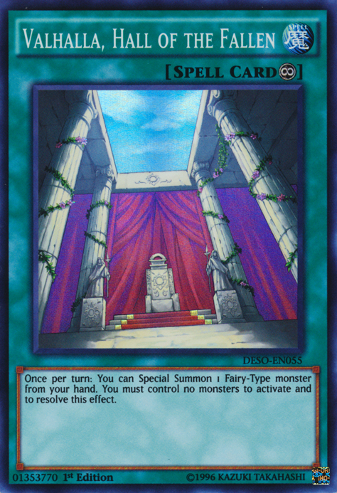Valhalla, Hall of the Fallen [DESO-EN055] Super Rare Yu-Gi-Oh!