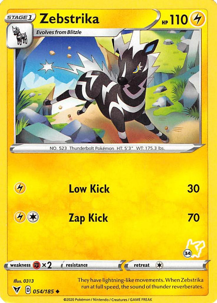 Zebstrika (054/185) (Pikachu Stamp #34) [Battle Academy 2022] Pokémon