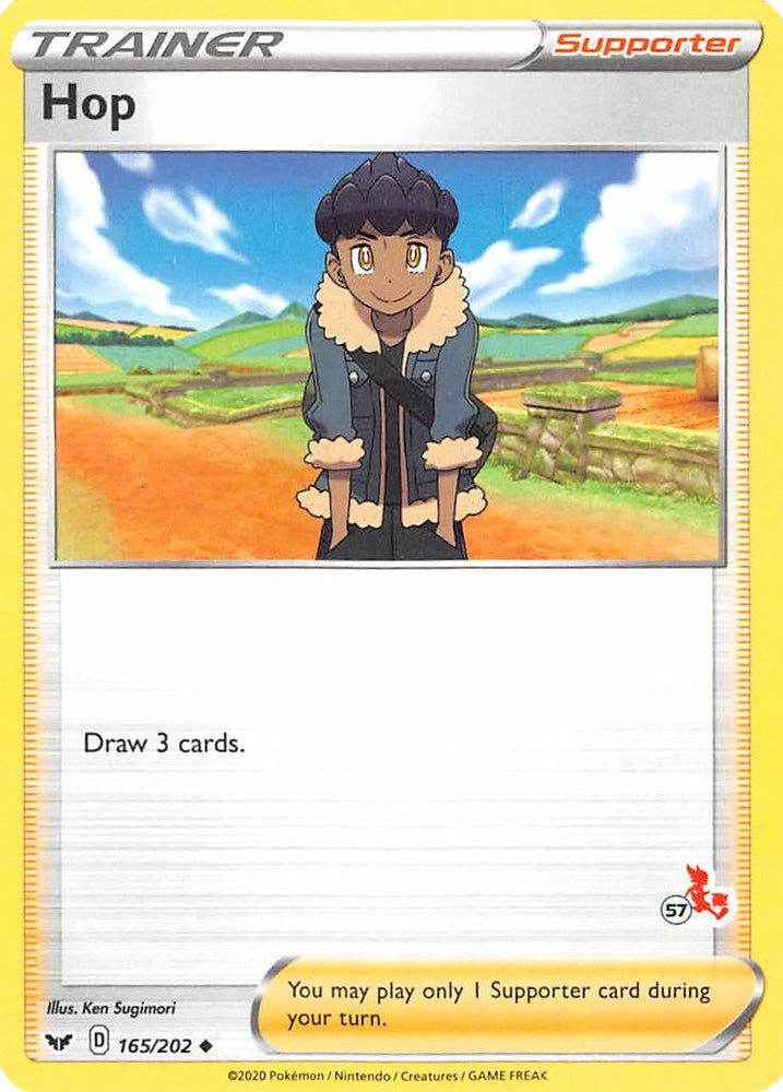 Hop (165/202) (Cinderace Stamp #57) [Battle Academy 2022] Pokémon