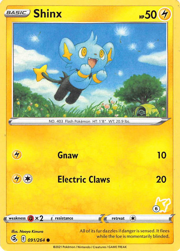 Shinx (091/264) (Pikachu Stamp #6) [Battle Academy 2022] Pokémon