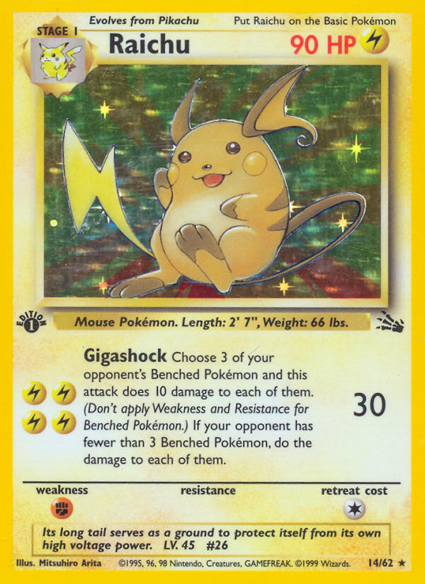 Raichu (14/62) [Fossil 1st Edition] Pokémon