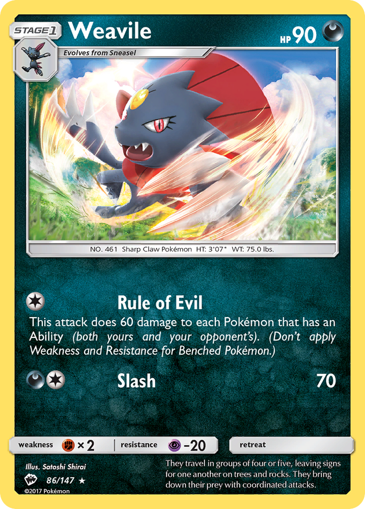 Weavile (86/147) [Sun & Moon: Burning Shadows] Pokémon