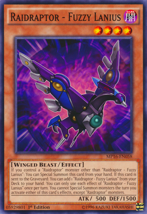 Raidraptor - Fuzzy Lanius [MP16-EN058] Common Yu-Gi-Oh!