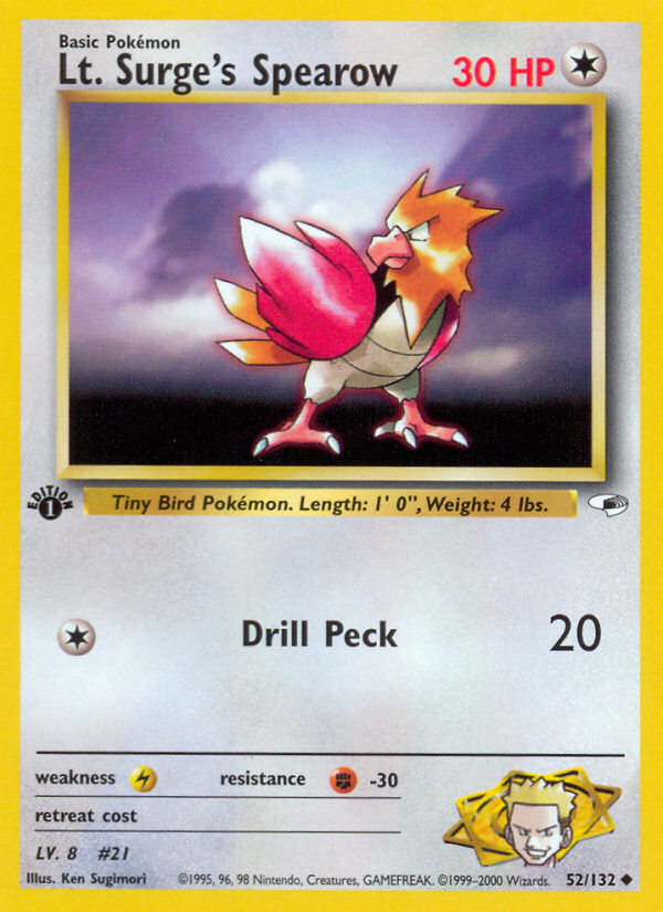 Lt. Surge's Spearow (52/132) [Gym Heroes 1st Edition] Pokémon
