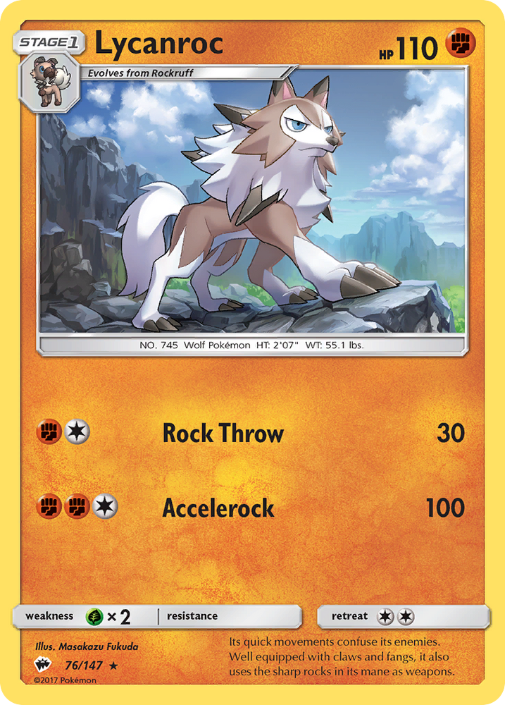 Lycanroc (76/147) [Sun & Moon: Burning Shadows] Pokémon