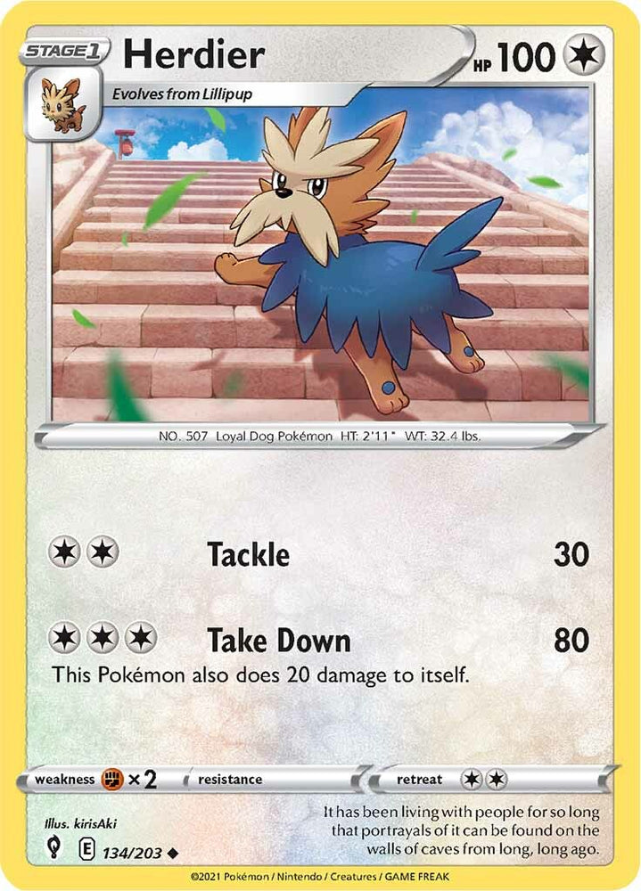 Herdier (134/203) [Sword & Shield: Evolving Skies] Pokémon