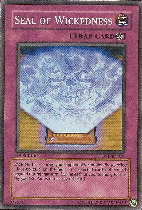 Seal of Wickedness [SOVR-EN079] Super Rare Yu-Gi-Oh!