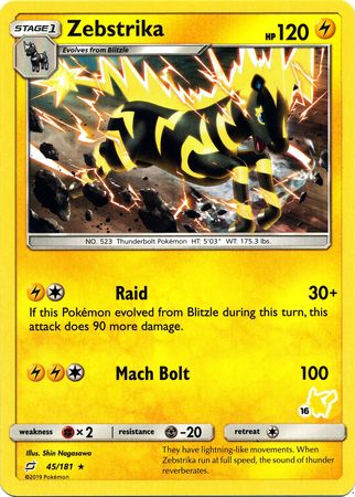 Zebstrika (45/181) (Pikachu Stamp #16) [Battle Academy 2020] Pokémon