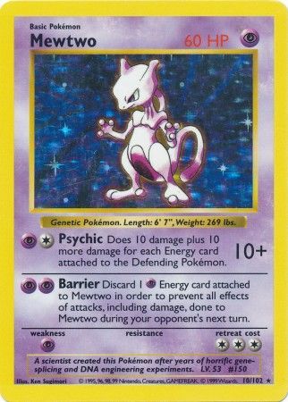 Mewtwo (10/102) [Base Set Shadowless Unlimited] Pokémon