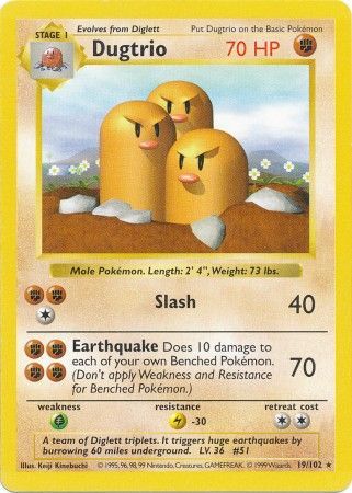 Dugtrio (19/102) [Base Set Shadowless Unlimited] Pokémon