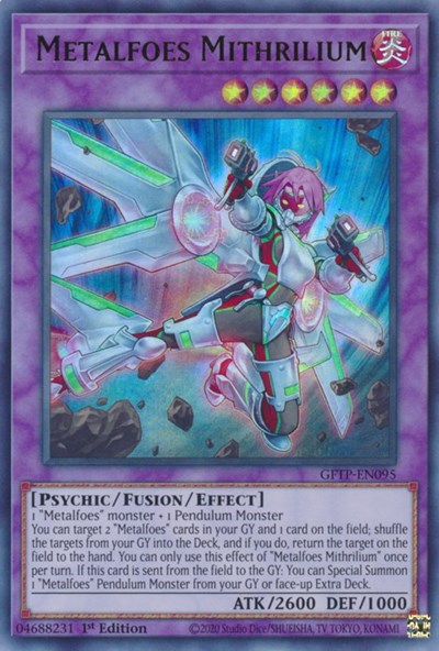 A 1st edition Ultra Rare "Metalfoes Mithrilium" card from the Yugioh Set: Ghosts From the Past