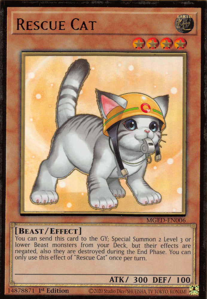 Rescue Cat (Alternate Art) [MGED-EN006] Gold Rare Yu-Gi-Oh!