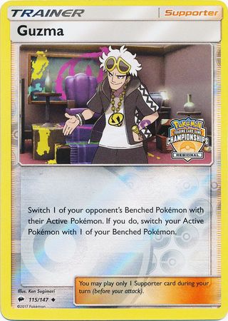 Guzma (115/147) (League Promo) [Sun & Moon: Burning Shadows] Pokémon