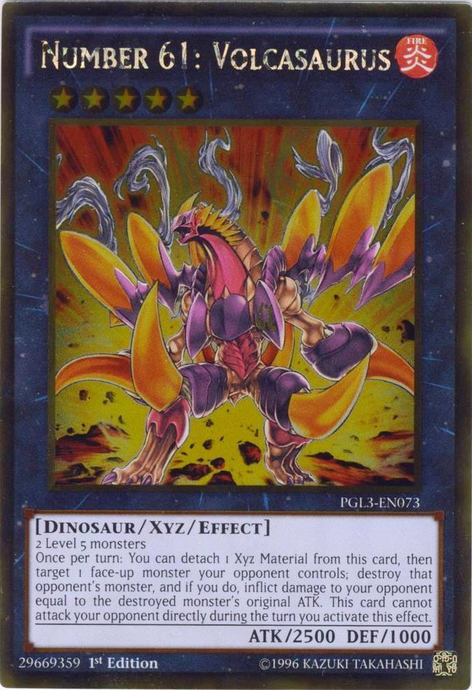 Number 61: Volcasaurus [PGL3-EN073] Gold Rare Yu-Gi-Oh!
