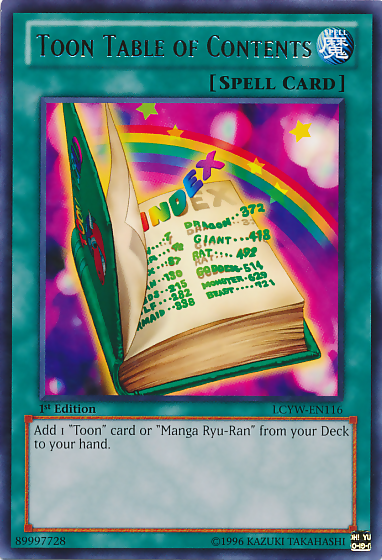 Toon Table of Contents [LCYW-EN116] Rare Yu-Gi-Oh!