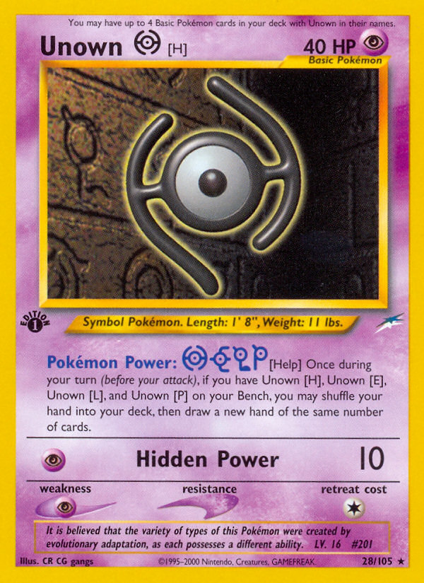 Unown [H] (28/105) [Neo Destiny 1st Edition] Pokémon