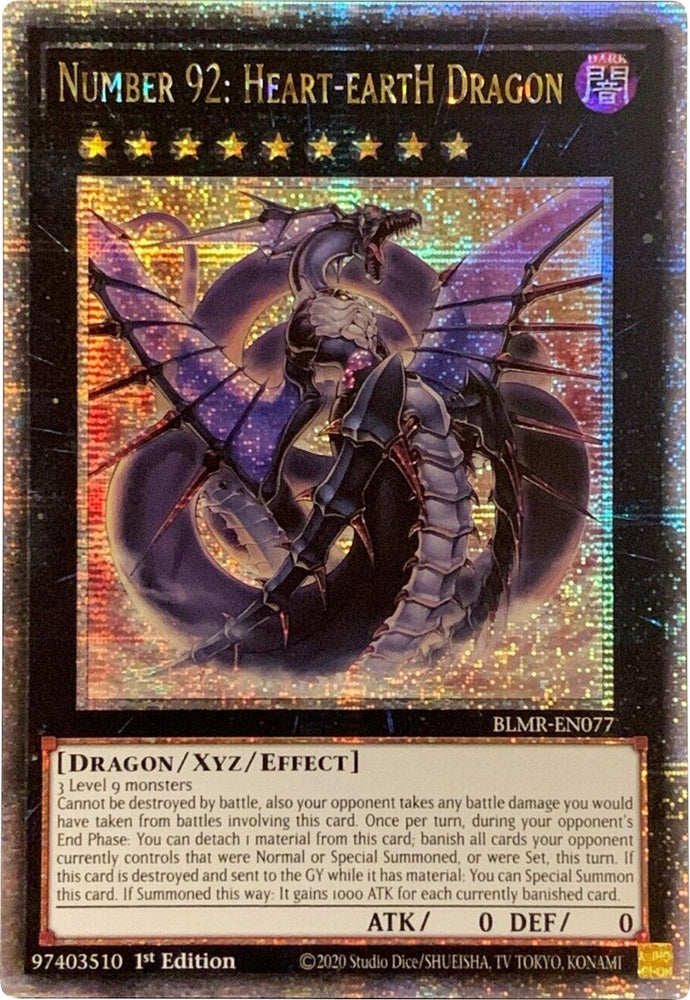 Number 92: Heart-eartH Dragon [BLMR-EN077] Quarter Century Secret Rare Yu-Gi-Oh!