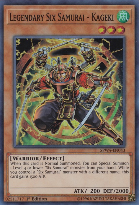 Legendary Six Samurai - Kageki [SPWA-EN043] Super Rare Yu-Gi-Oh!
