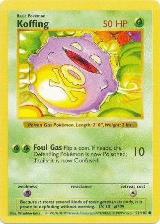 Koffing (51/102) [Base Set Shadowless Unlimited] Pokémon
