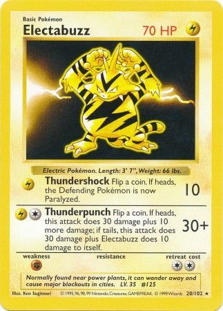 Electabuzz (20/102) [Base Set Shadowless Unlimited] Pokémon